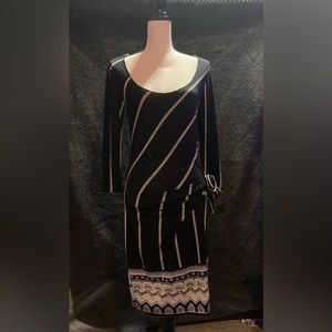 Black and Cream Dress Half Sleeve